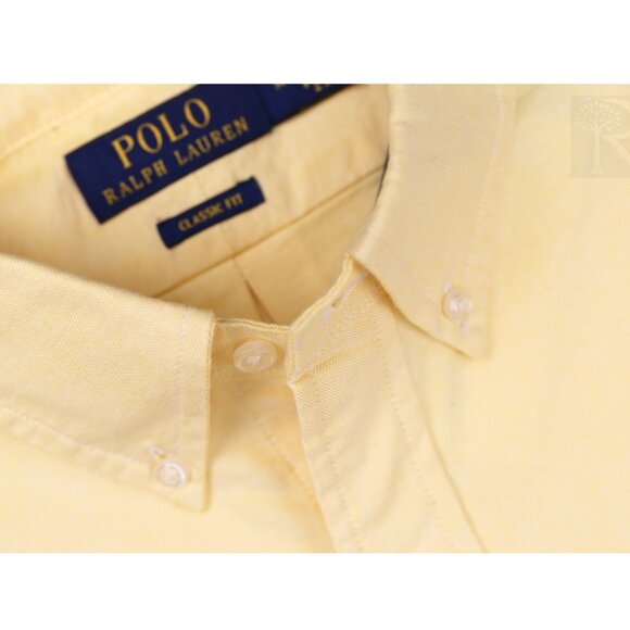 NWT Polo Men Long Sleeve Classic Fit Oxford Shirt Yellow MSRP $125.00 - Picture 2 of 4